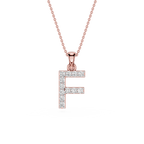 Rose Gold Round Cut Lab Grown Diamond Letter F Initial Pendant