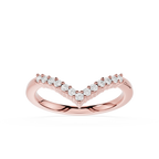 Rose gold ring with diamonds on a white background