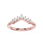 Rose gold ring with diamonds on a white background