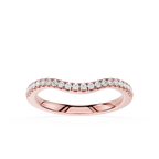 Rose gold ring with small diamonds on a white background