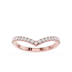 Rose gold ring with diamonds on a white background