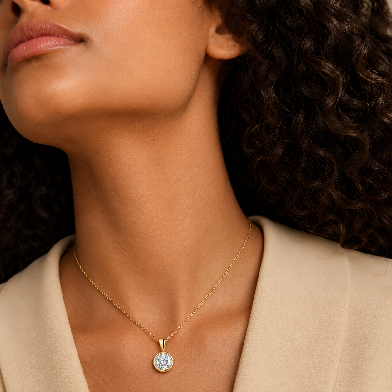 Round Bezel Lab Grown Diamond Pendant