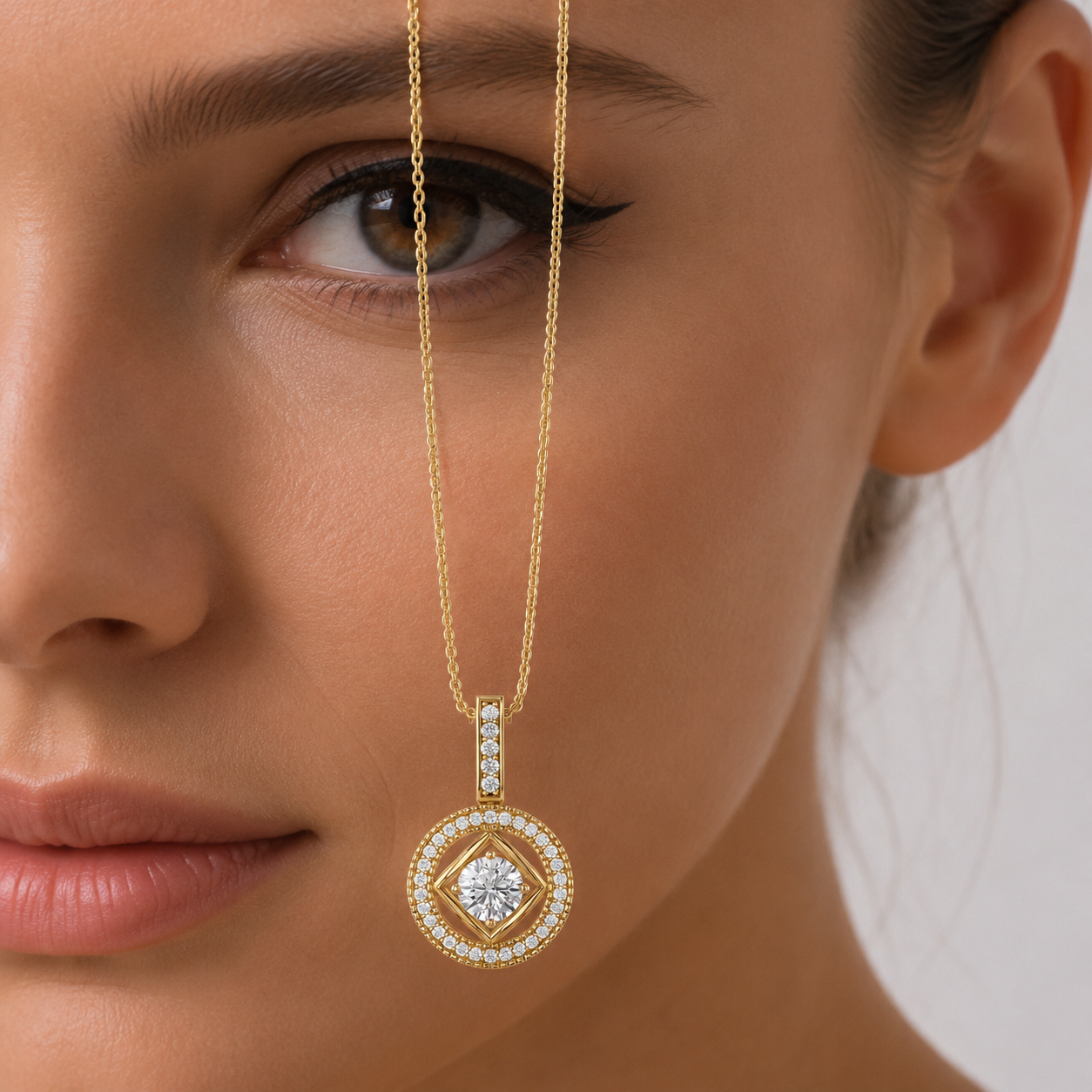 Round Cut Halo Lab Grown Diamond Pendant