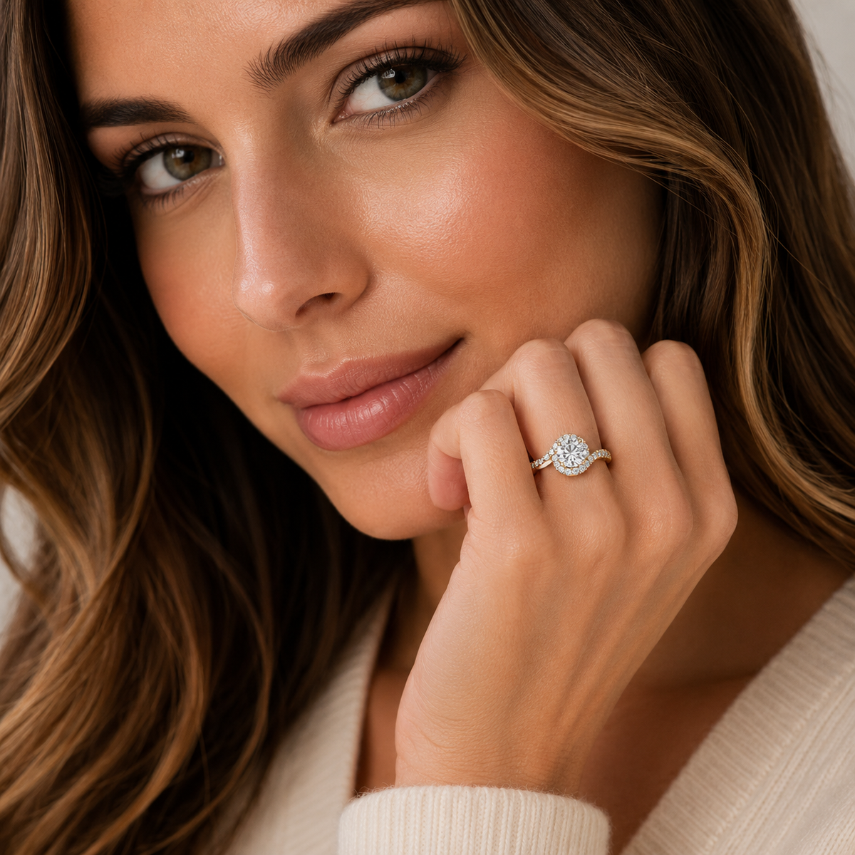 Round Halo Lab Grown Diamond Engagement Ring