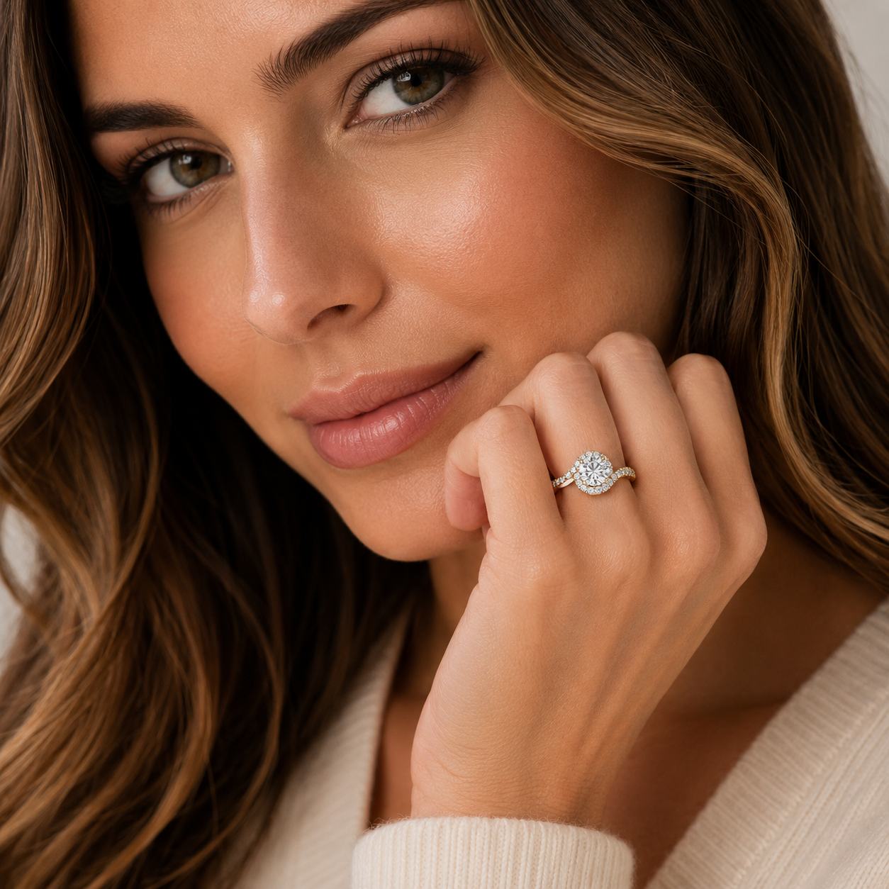 Round Halo Lab Grown Diamond Engagement Ring