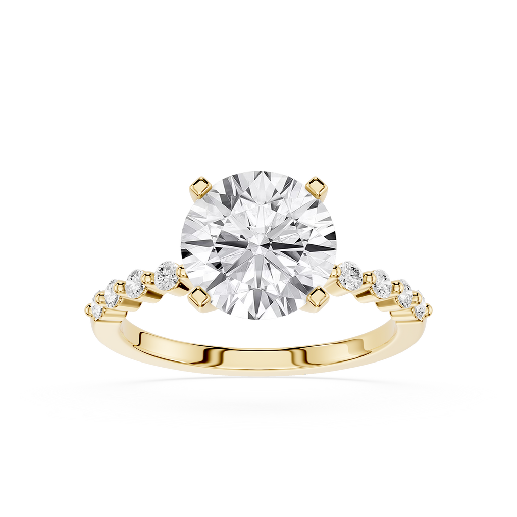 Front view of Round Cut Lab Grown Diamond Cathedral Ring