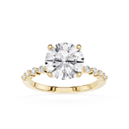 Front view of Round Cut Lab Grown Diamond Cathedral Ring