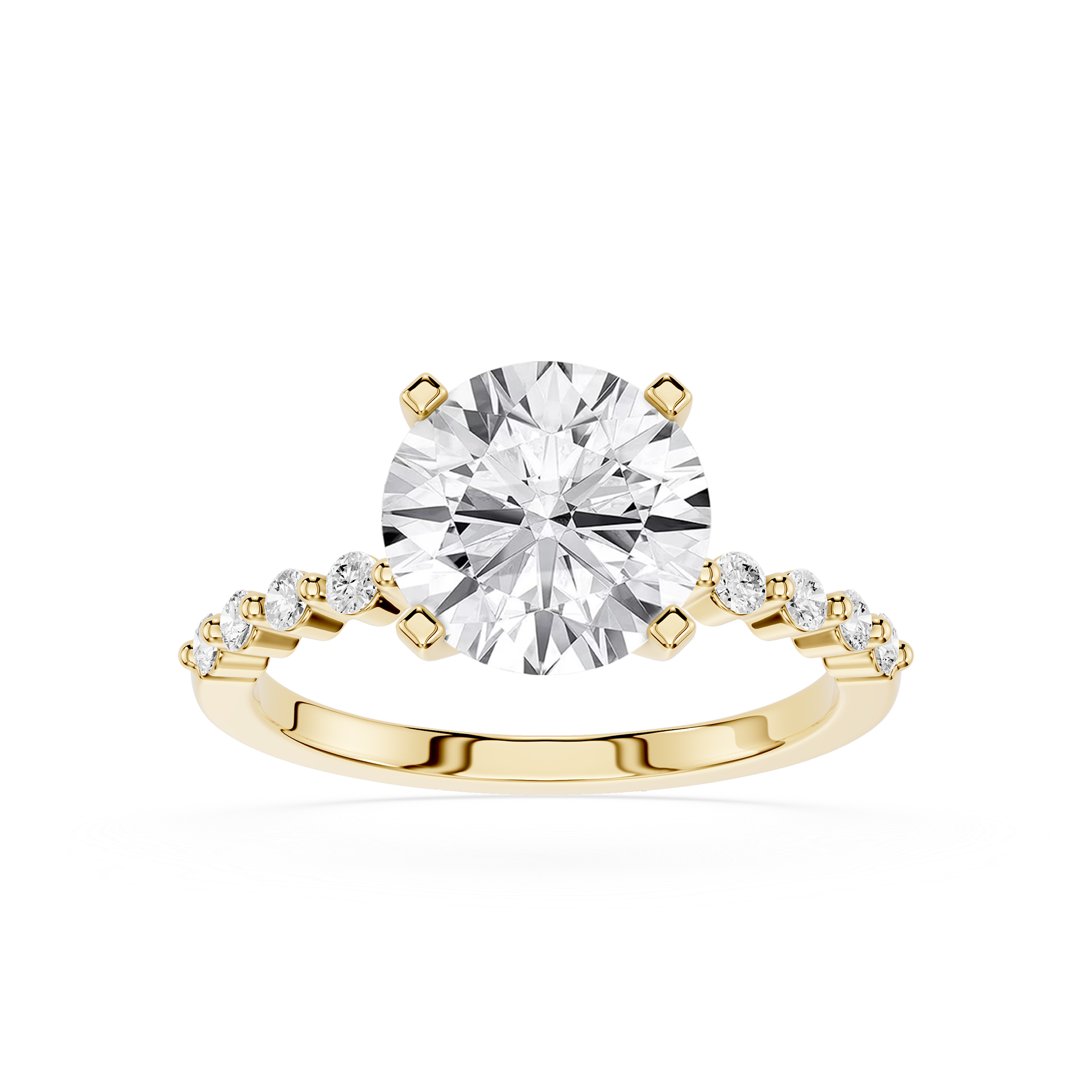 Front view of Round Cut Lab Grown Diamond Cathedral Ring