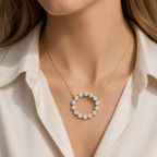 Round Cut Lab Grown Diamond Circle Pendant