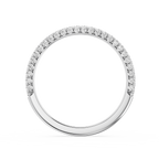 Silver ring with small diamonds on a white background