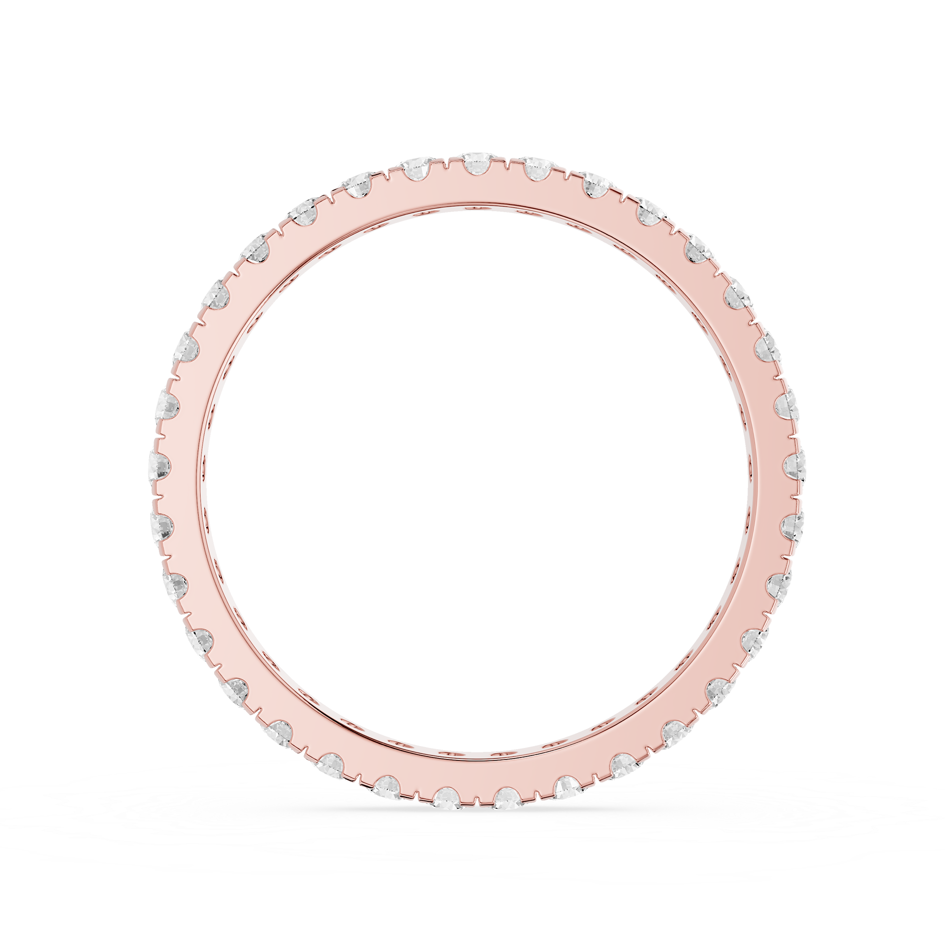Rose gold ring with small stones on a white background