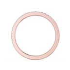 Rose gold ring with small diamonds on a white background