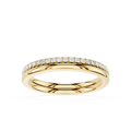 A yellow gold eternity ring featuring a single row of round-cut clear gemstones set along the top half of the band, shown against a plain white background.