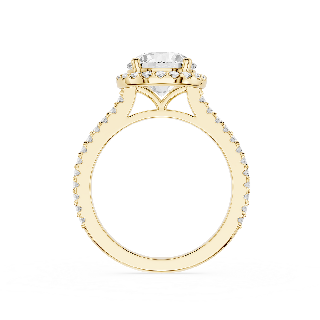 Gold ring with a diamond on a white background