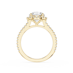 Gold ring with a diamond on a white background