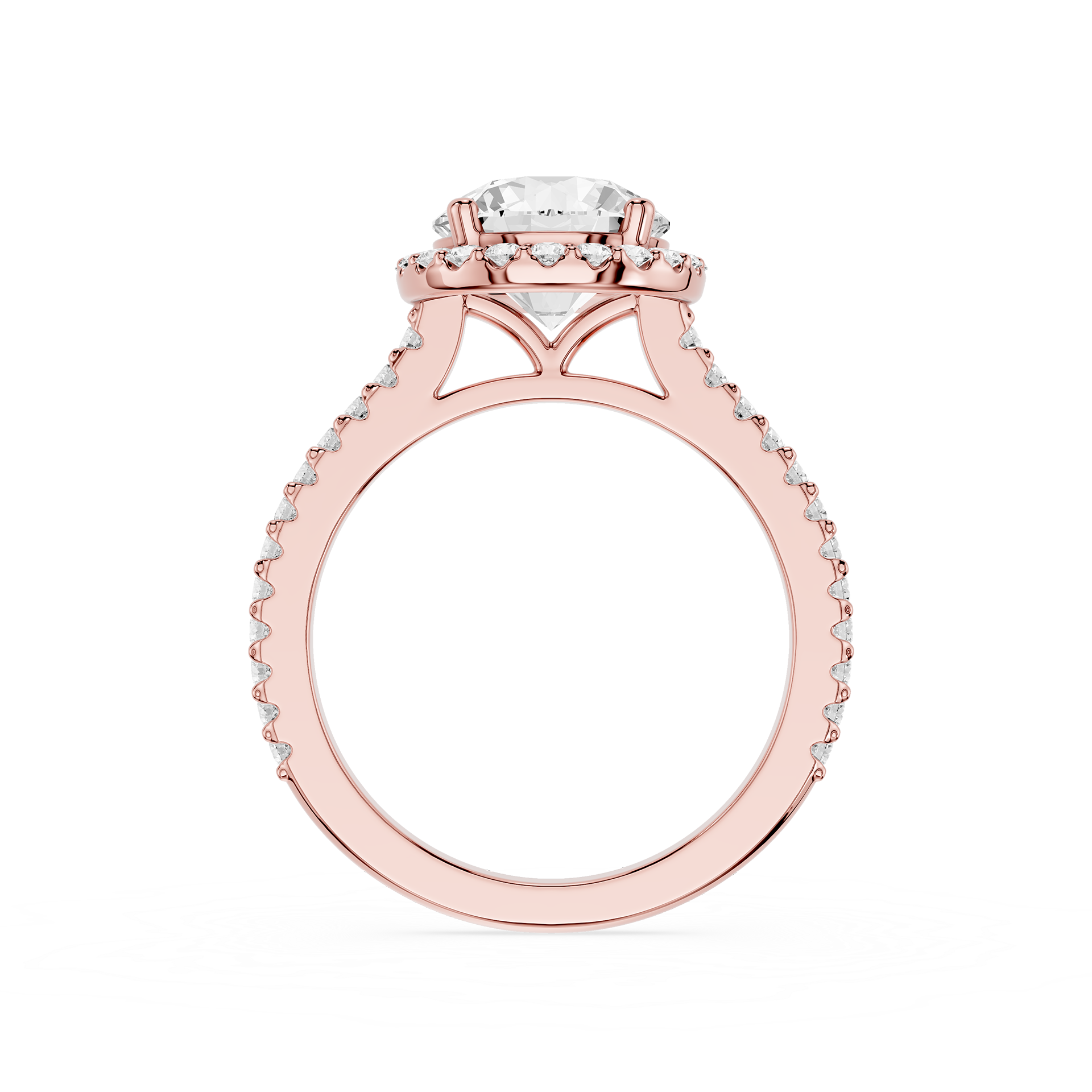 Gold ring with a diamond on a white background