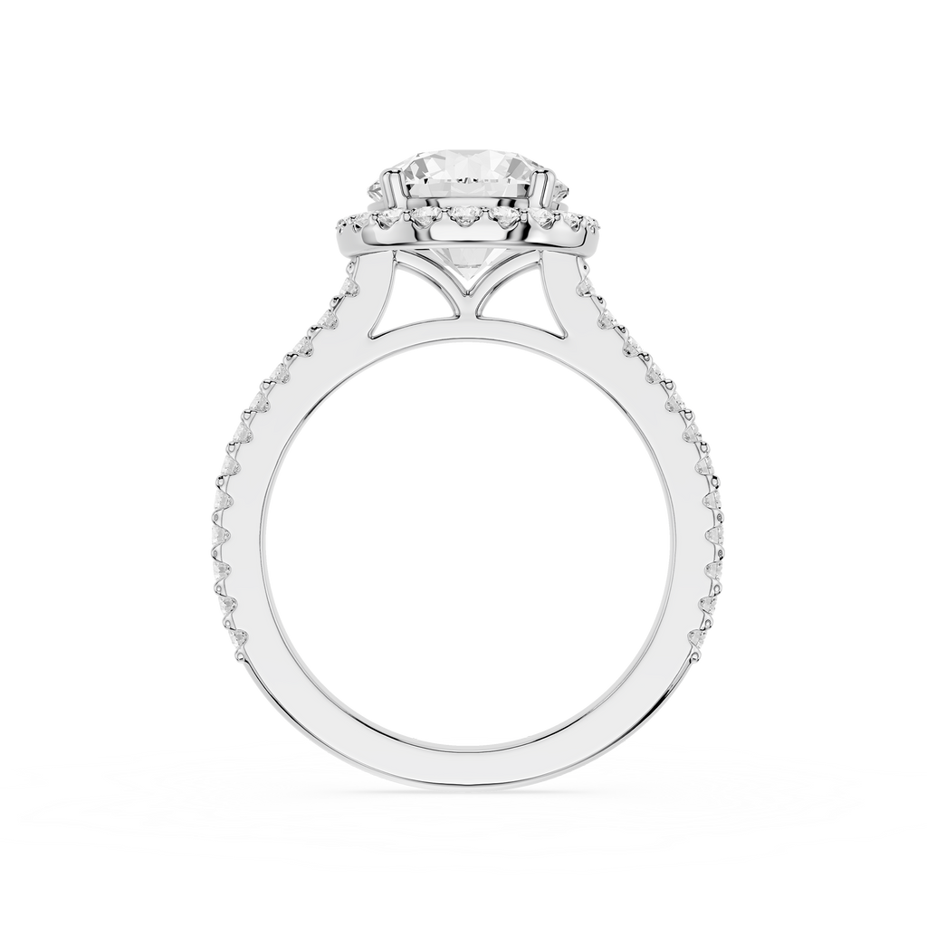 Silver ring with a diamond on a white background