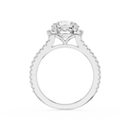 Silver ring with a diamond on a white background