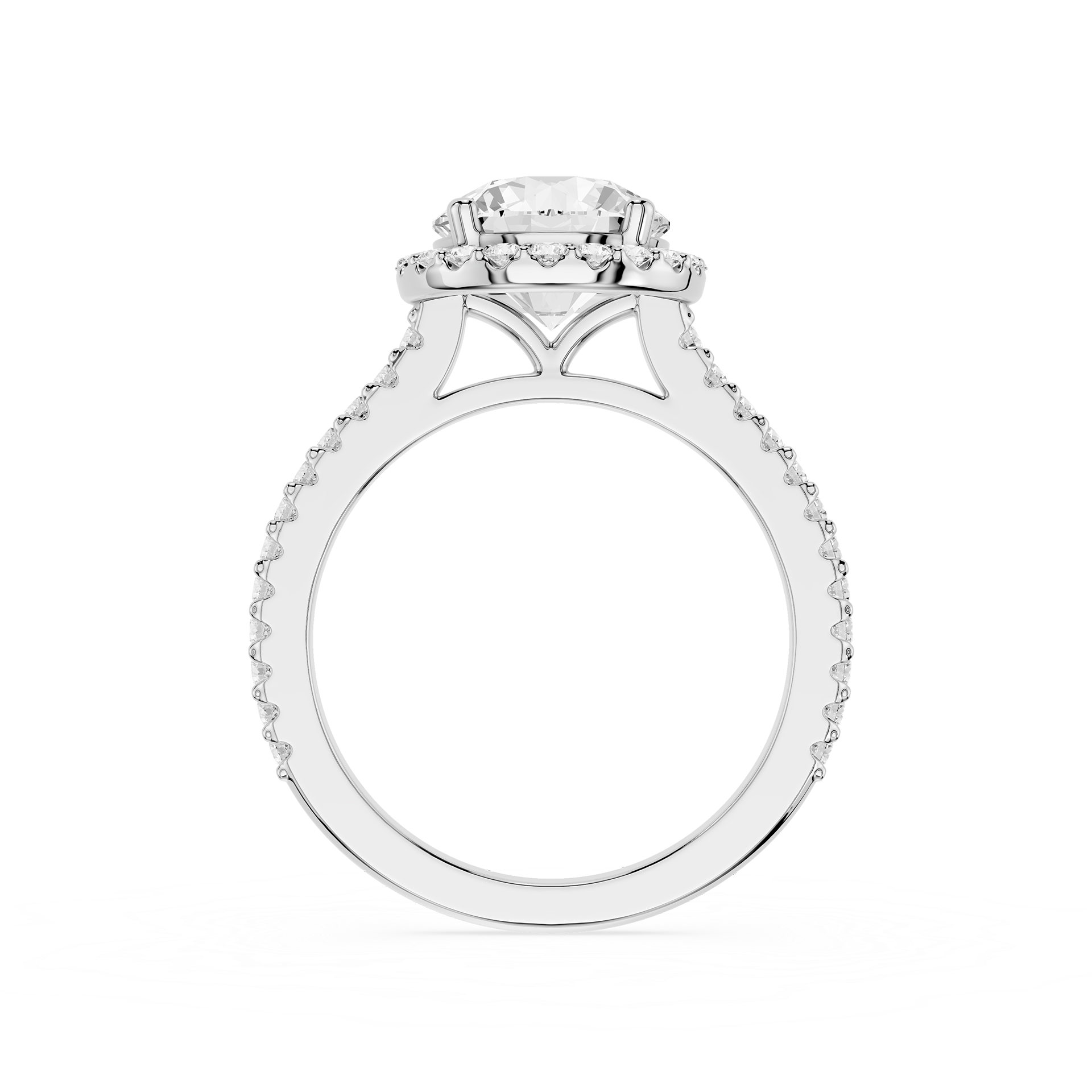 Silver ring with a diamond on a white background
