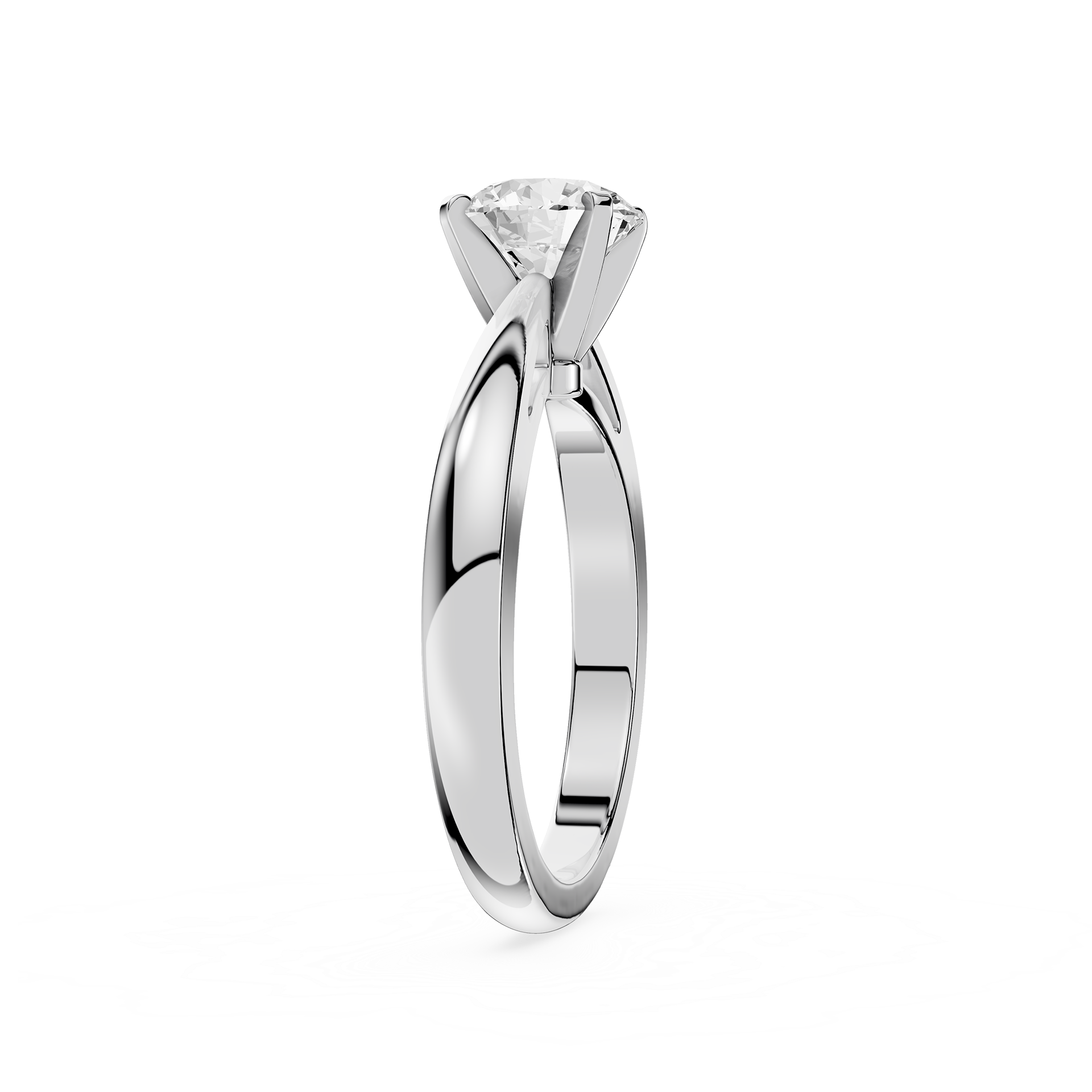 Silver ring with a diamond on a white background