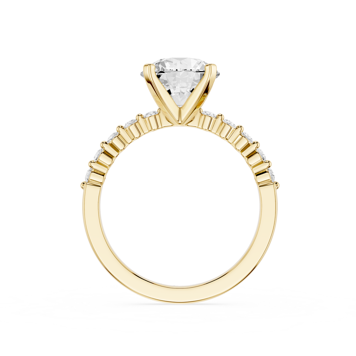 Back View Of Round Cut Lab Grown Diamond Traditional Engagement Ring