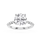 front view of Round Cut Lab Grown Diamond Cathedral Ring in white gold