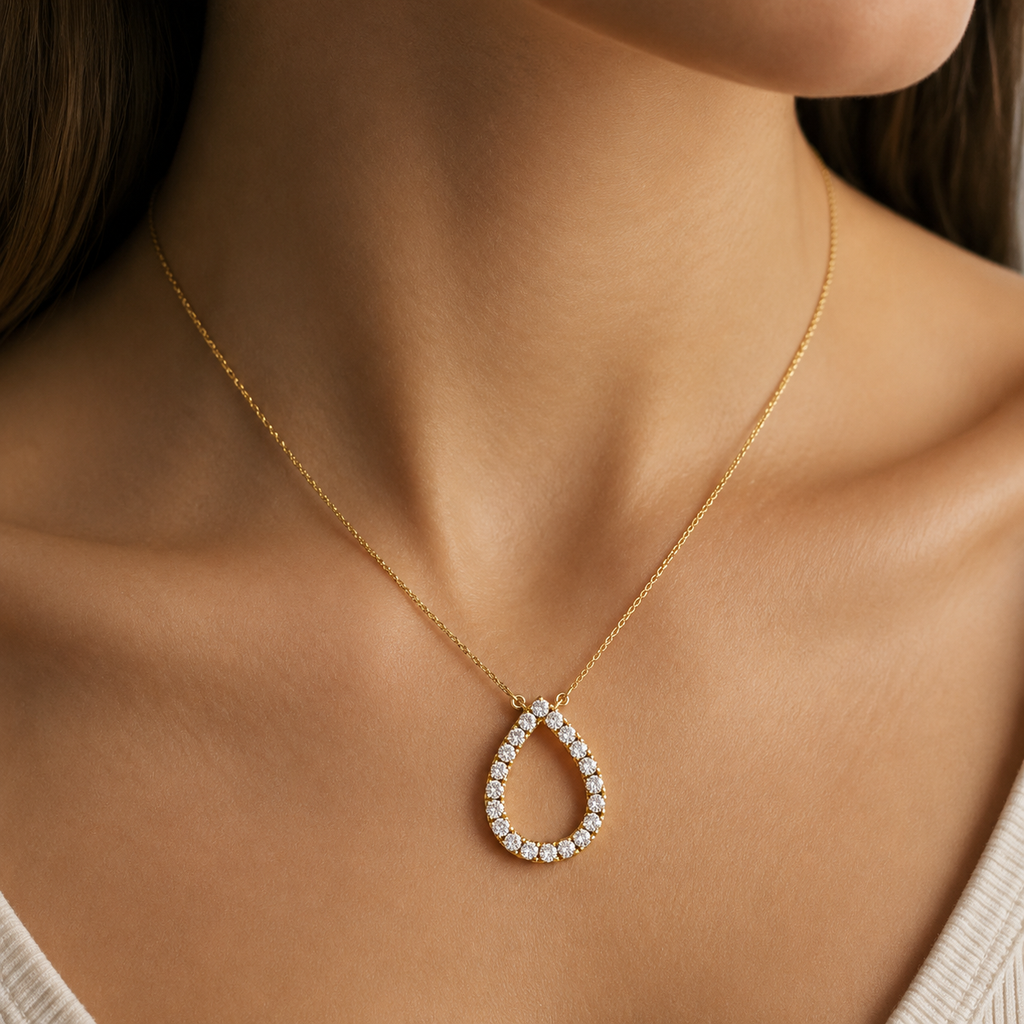 Round Lab Grown Diamond Open Pendant