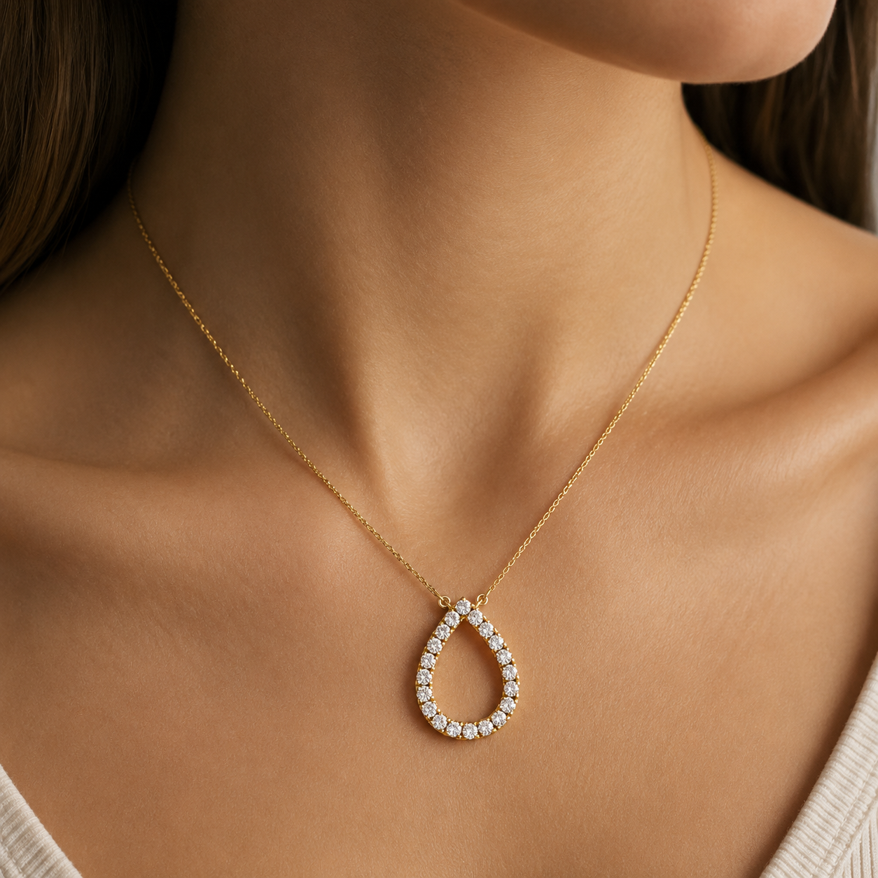 Round Lab Grown Diamond Open Pendant