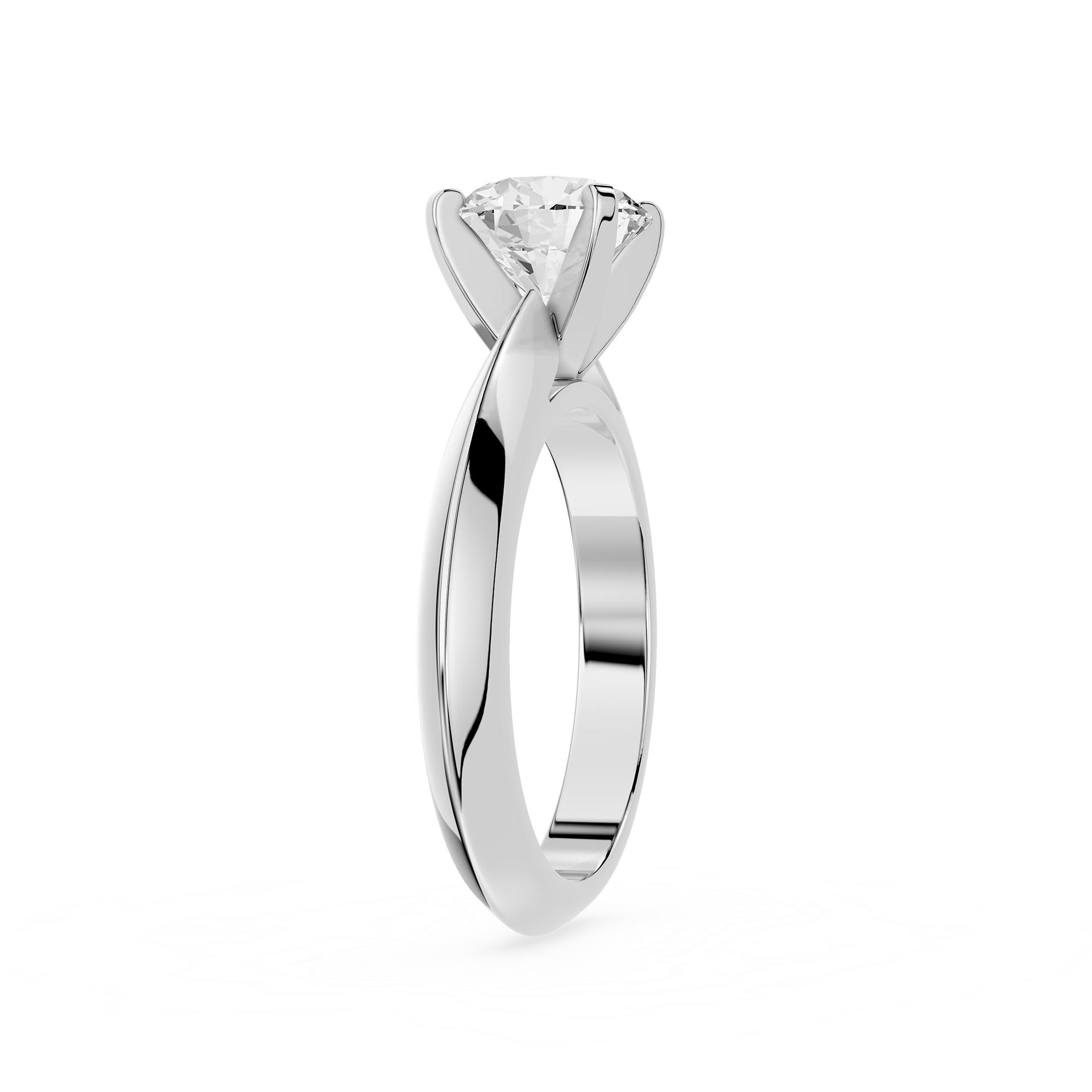 Silver ring with a diamond on a white background