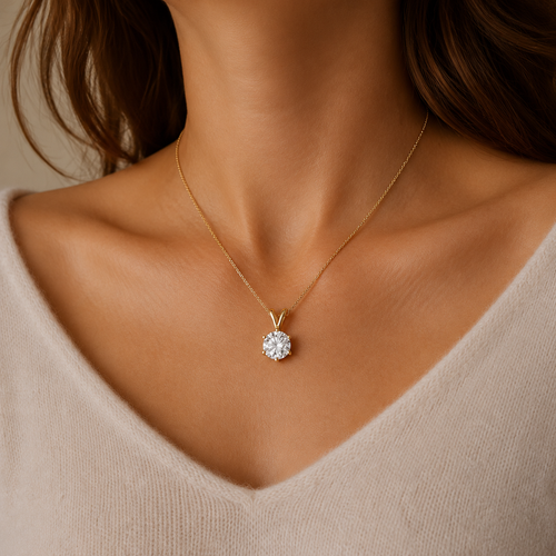 Classic Round Solitaire Lab Grown Diamond Pendant