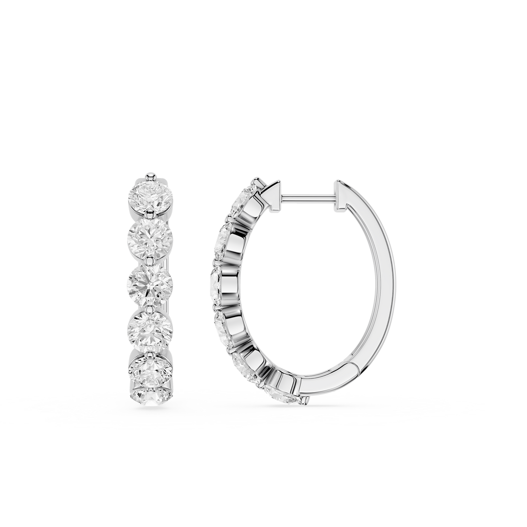 Diamond hoop earrings on a white background