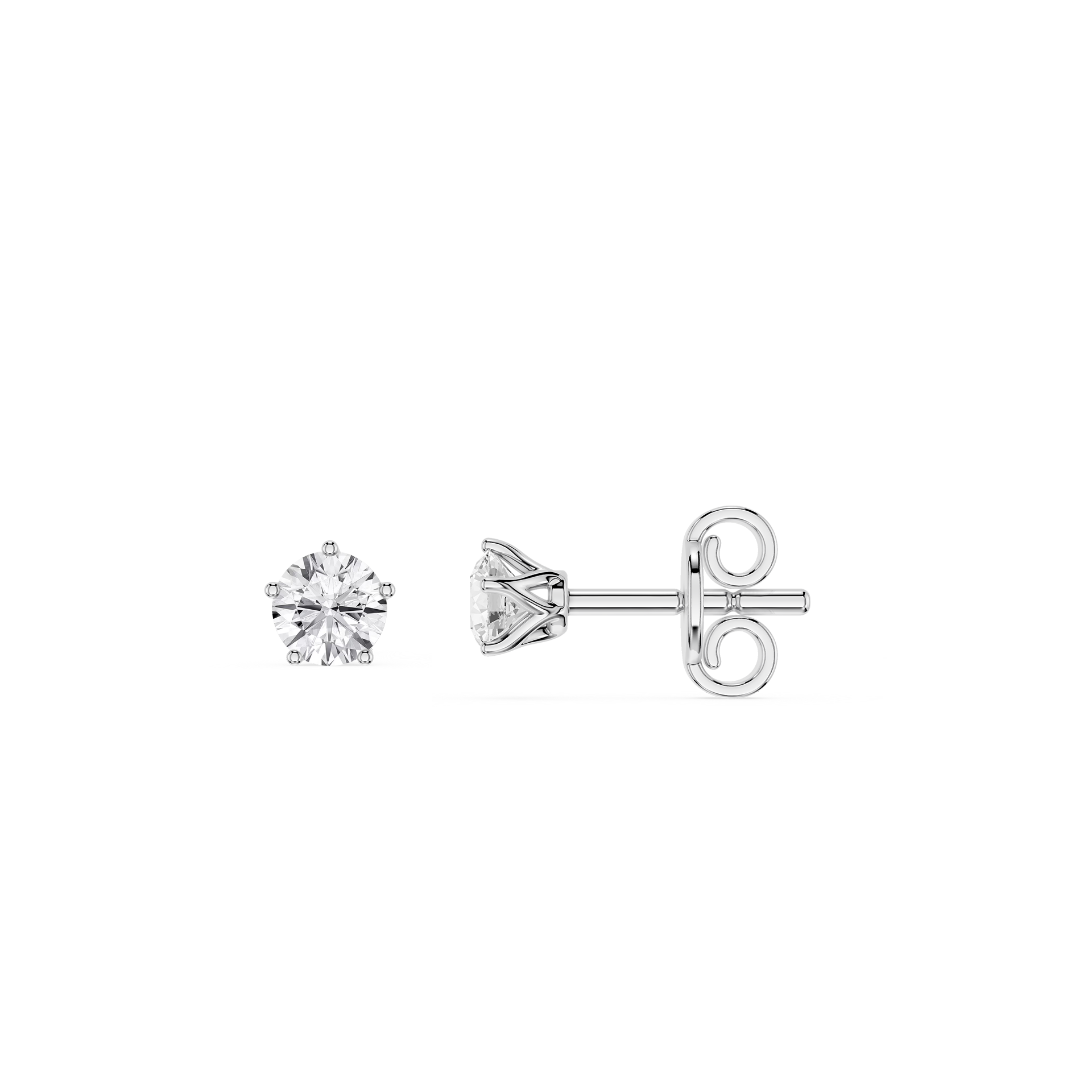 Diamond stud earrings on a white background