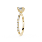 Gold ring with a diamond on a white background
