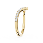 Gold ring with small diamonds on a white background