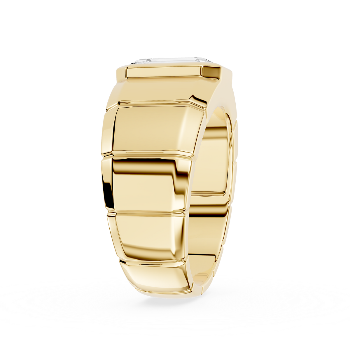 Emerald Cut Lab Grown Diamond Signet Engagement Ring Side View