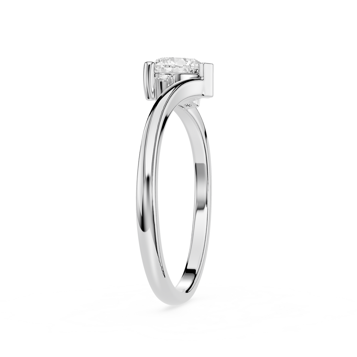 White Gold 0.5 Ct Heart Cut Lab Diamond Bypass Engagement Ring for Women