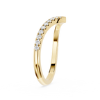 Gold ring with small diamonds on a white background