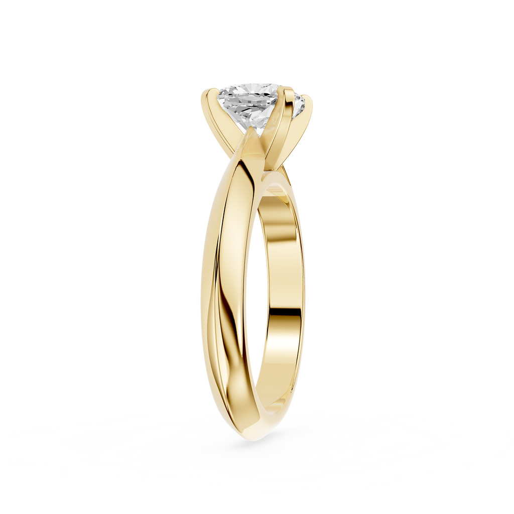 Gold ring with a diamond on a white background