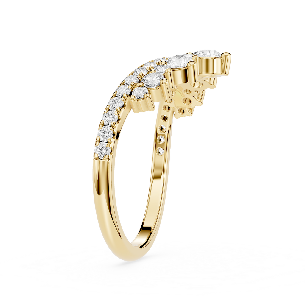 Yellow Gold Double Row Graduated Round Lab Diamond Nesting Wedding Band