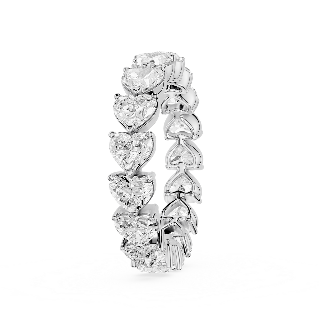 Diamond earring with heart-shaped stones on a white background