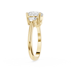 Gold ring with a diamond on a white background