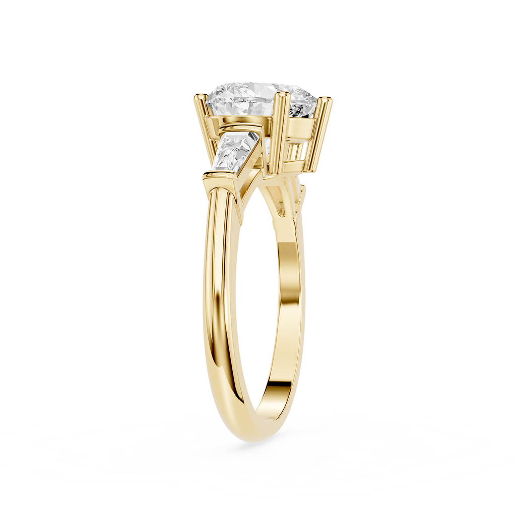 Gold ring with diamond on a white background