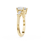 Gold ring with diamond on a white background
