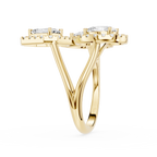 Gold ring with diamonds on a white background