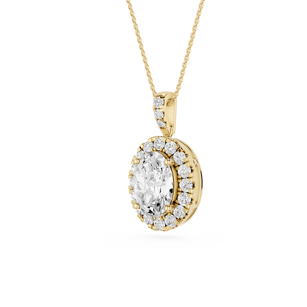Oval Cut Lab Grown Diamond 4 Prong Setting Solitaire Pendant