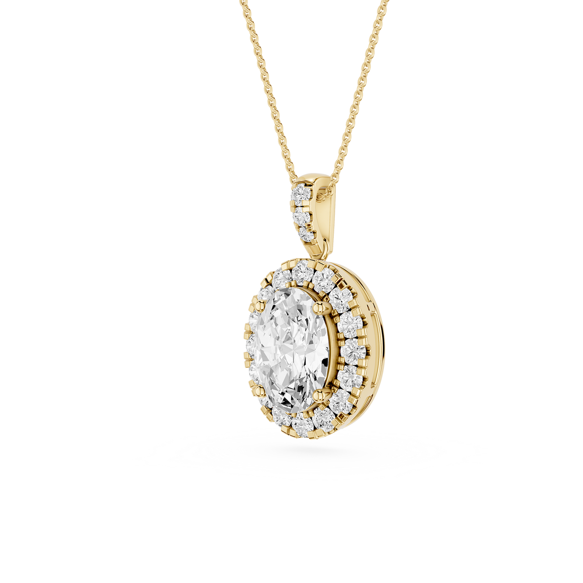 Oval Cut Lab Grown Diamond 4 Prong Setting Solitaire Pendant