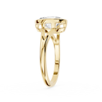 Gold ring with a diamond on a white background
