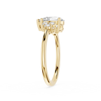 Gold ring with a diamond on a white background