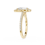 Gold ring with a diamond on a white background