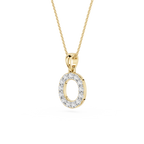 Side View Of Personalized Pave Letter O Lab Grown Diamond Pendant